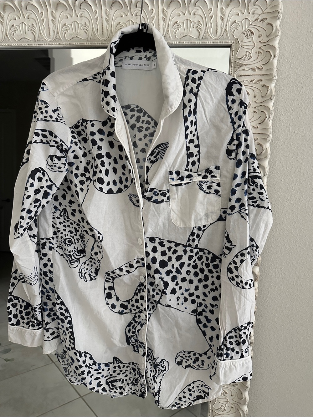 Desmond & Dempsey Cotton Jaguar Print Button Down Pajama Top